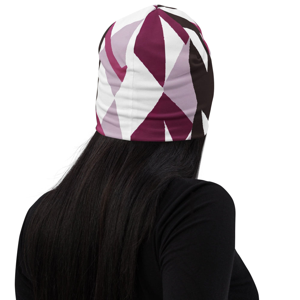 Double-layered Beanie Hat Pink Mauve Pattern - Unisex | Beanie Hats