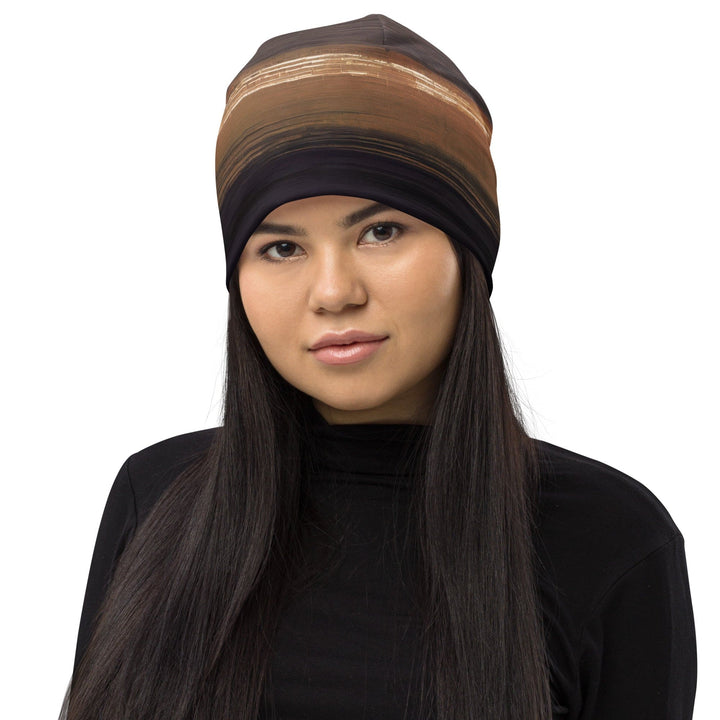 Double-layered Beanie Hat Rustic Purple Brown Design 2 - Unisex | Beanie Hats