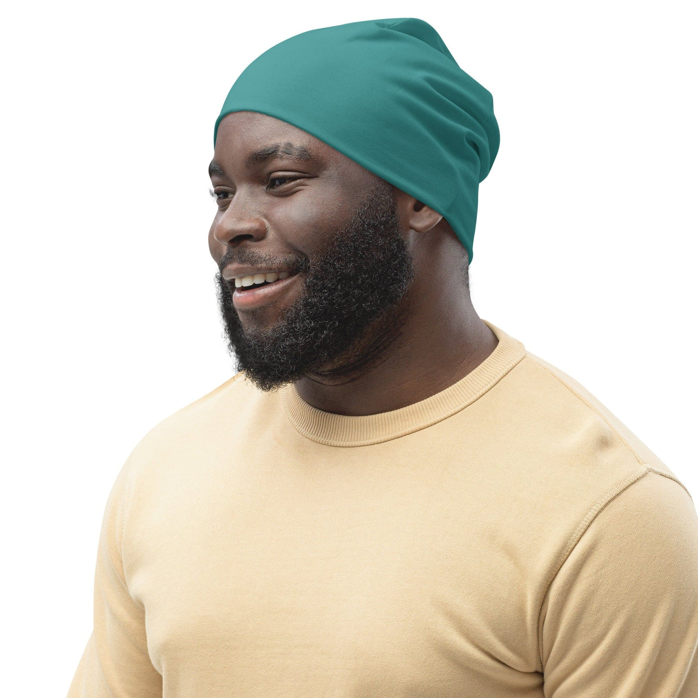 Double-layered Beanie Hat Teal Green 2