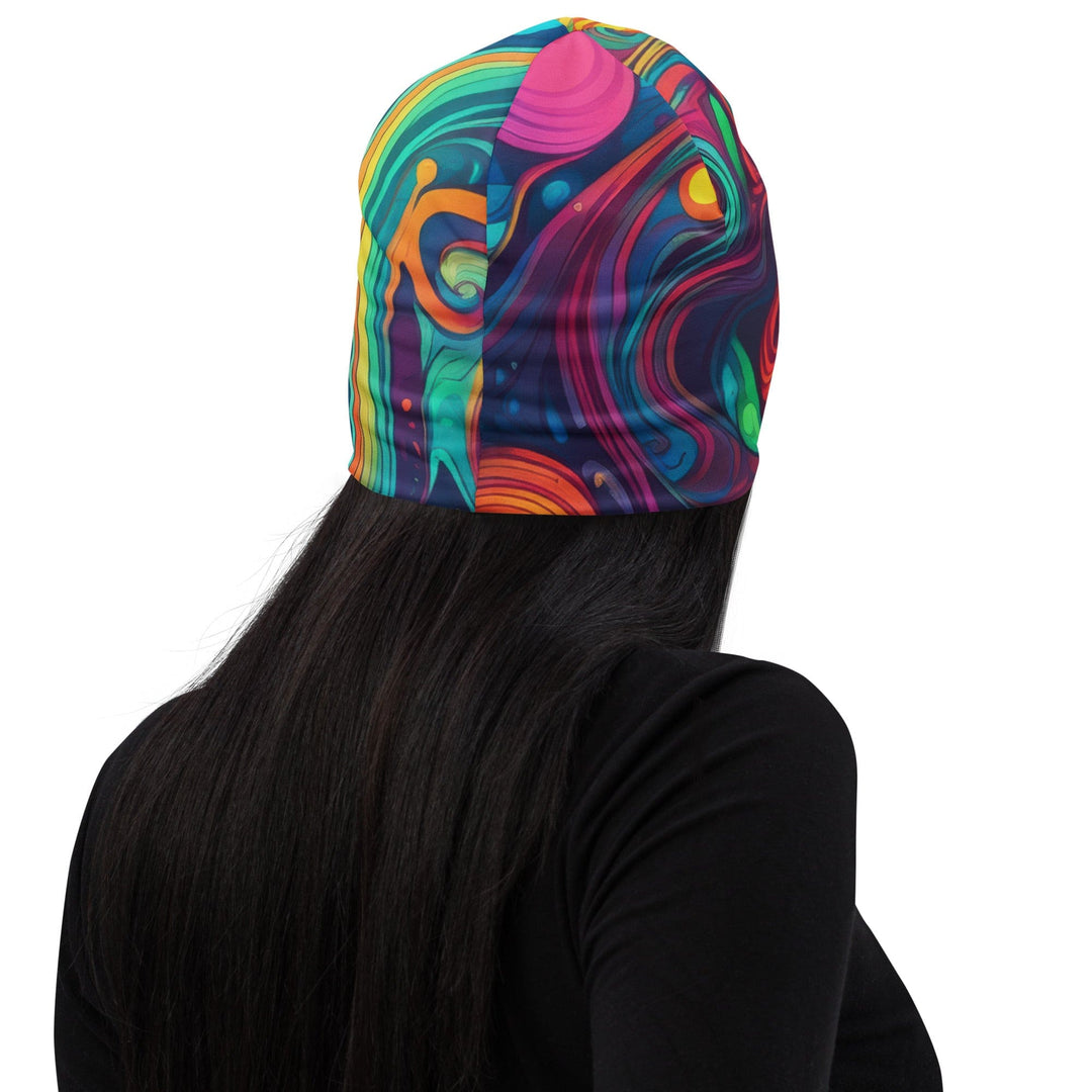 Double-layered Beanie Hat Vibrant Psychedelic Kaleidoscope Boho 7 - Unisex