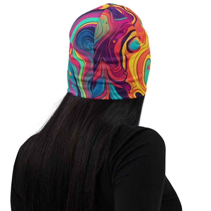 Double-layered Beanie Hat Vibrant Psychedelic Kaleidoscope Boho 5 - Unisex