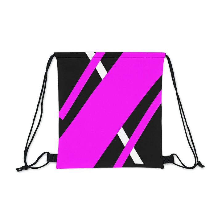 Drawstring Backsac Bag - Black and Pink Geometric Pattern - Bags | Drawstring