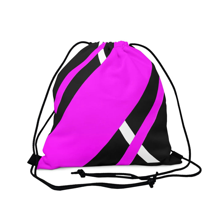 Drawstring Backsac Bag - Black and Pink Geometric Pattern - Bags | Drawstring