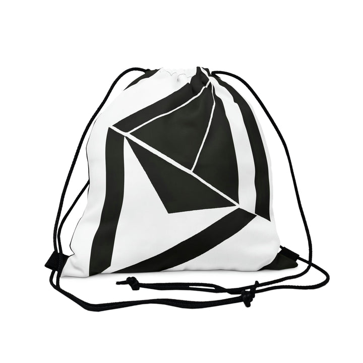 Drawstring Backsac Bag - Black and White Geometric Pattern - Bags | Drawstring