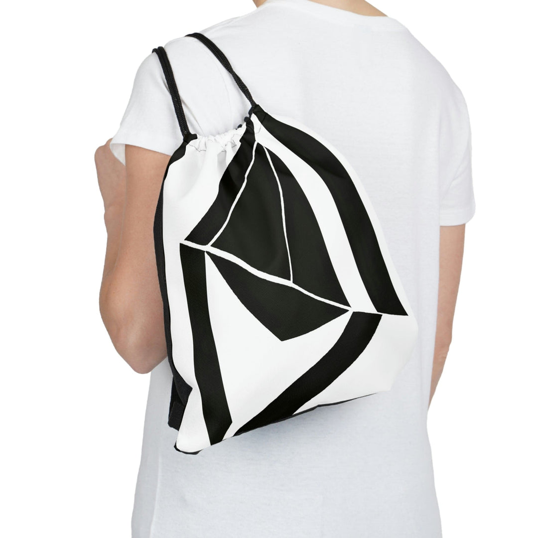 Drawstring Backsac Bag - Black and White Geometric Pattern - Bags | Drawstring