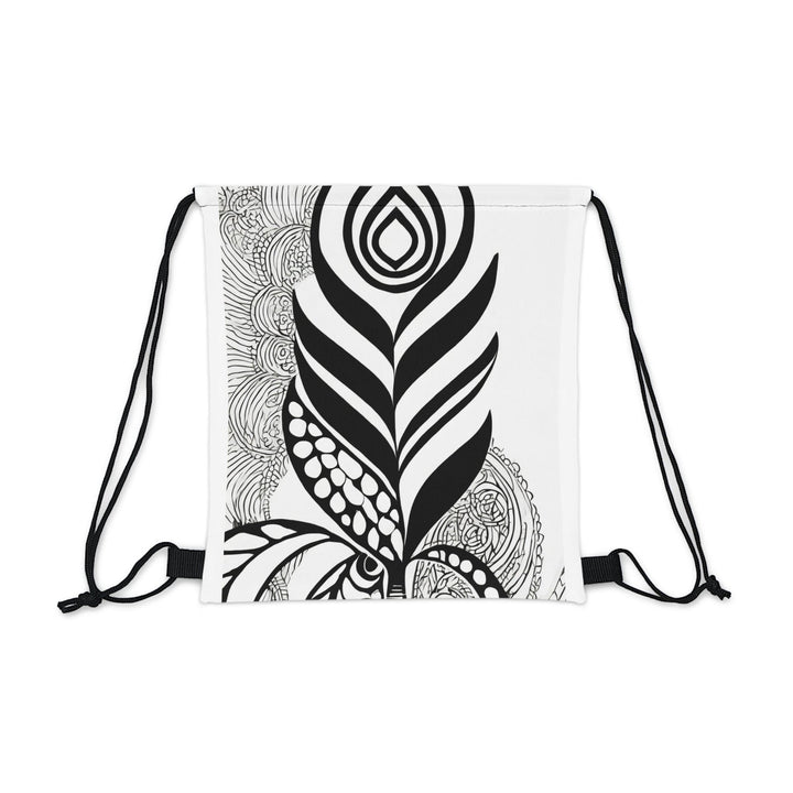 Drawstring Backsac Bag - Floral Black Line Art Print 60110 - Bags | Drawstring