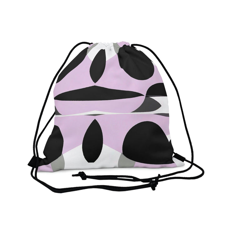 Drawstring Backsac Bag - Geometric Lavender and Black Pattern - Bags