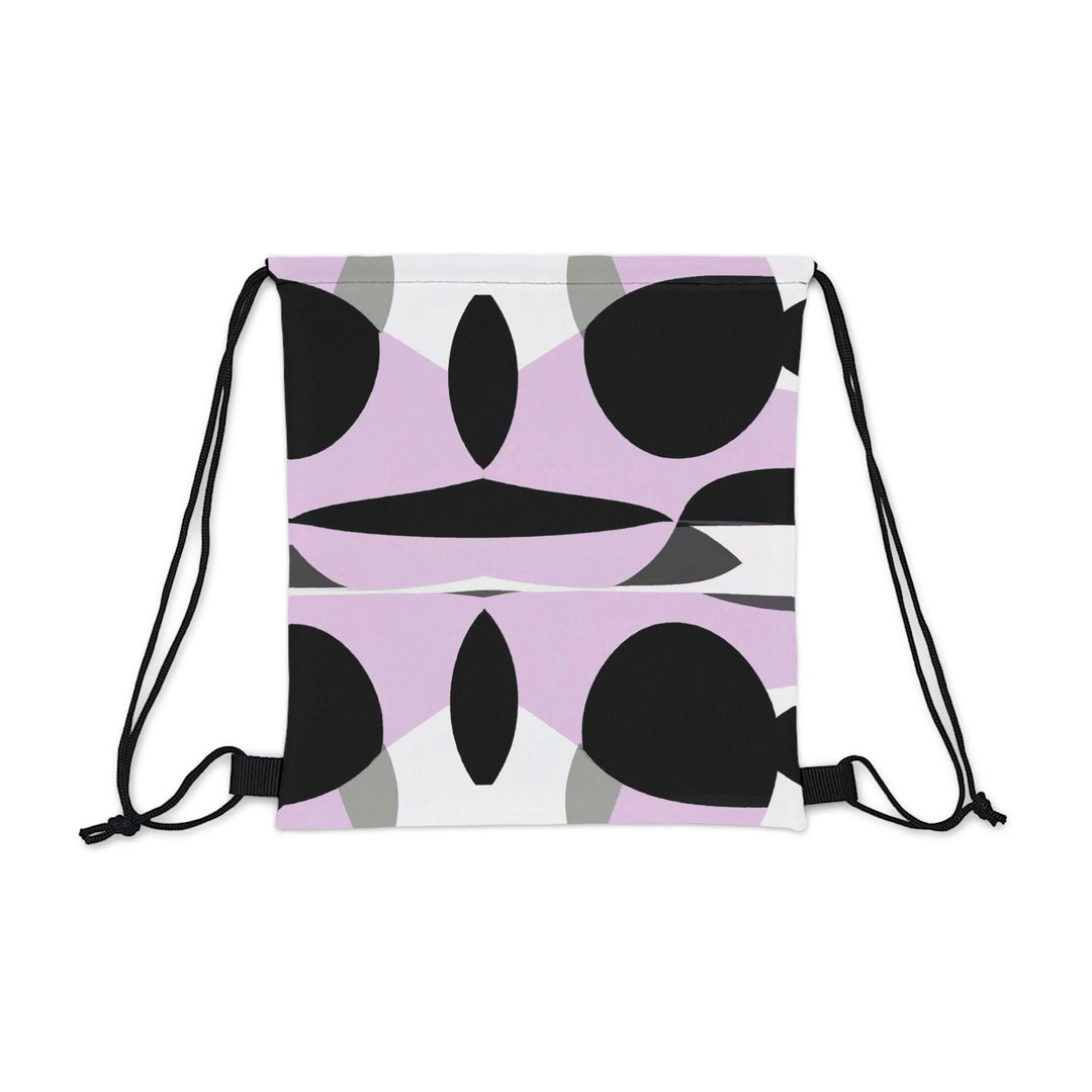 Drawstring Backsac Bag - Geometric Lavender and Black Pattern - Bags