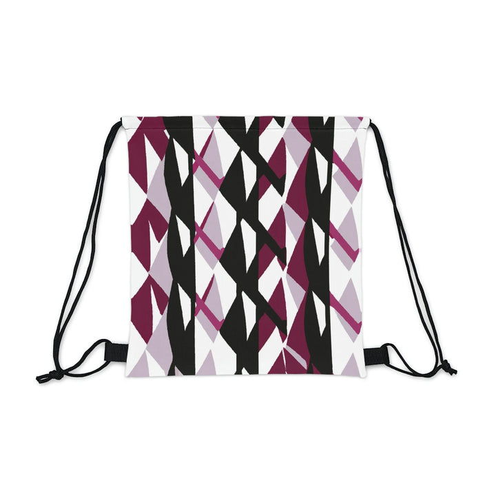 Drawstring Backsac Bag - Mauve Pink and Black Geometric Pattern - Bags