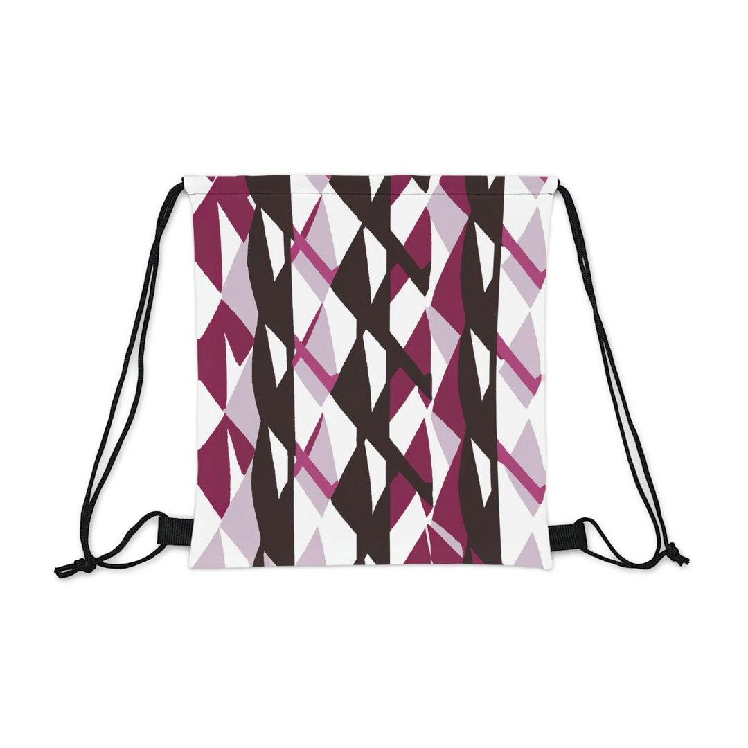 Drawstring Backsac Bag - Mauve Pink and Maroon Geometric Pattern - Bags