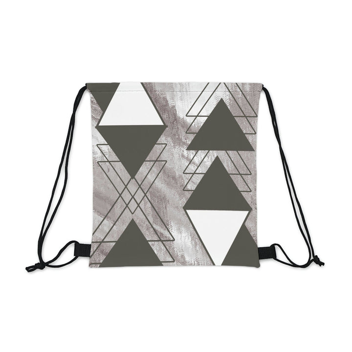 Drawstring Bag - Ash Grey and White Triangular Colorblock - Bags | Drawstring