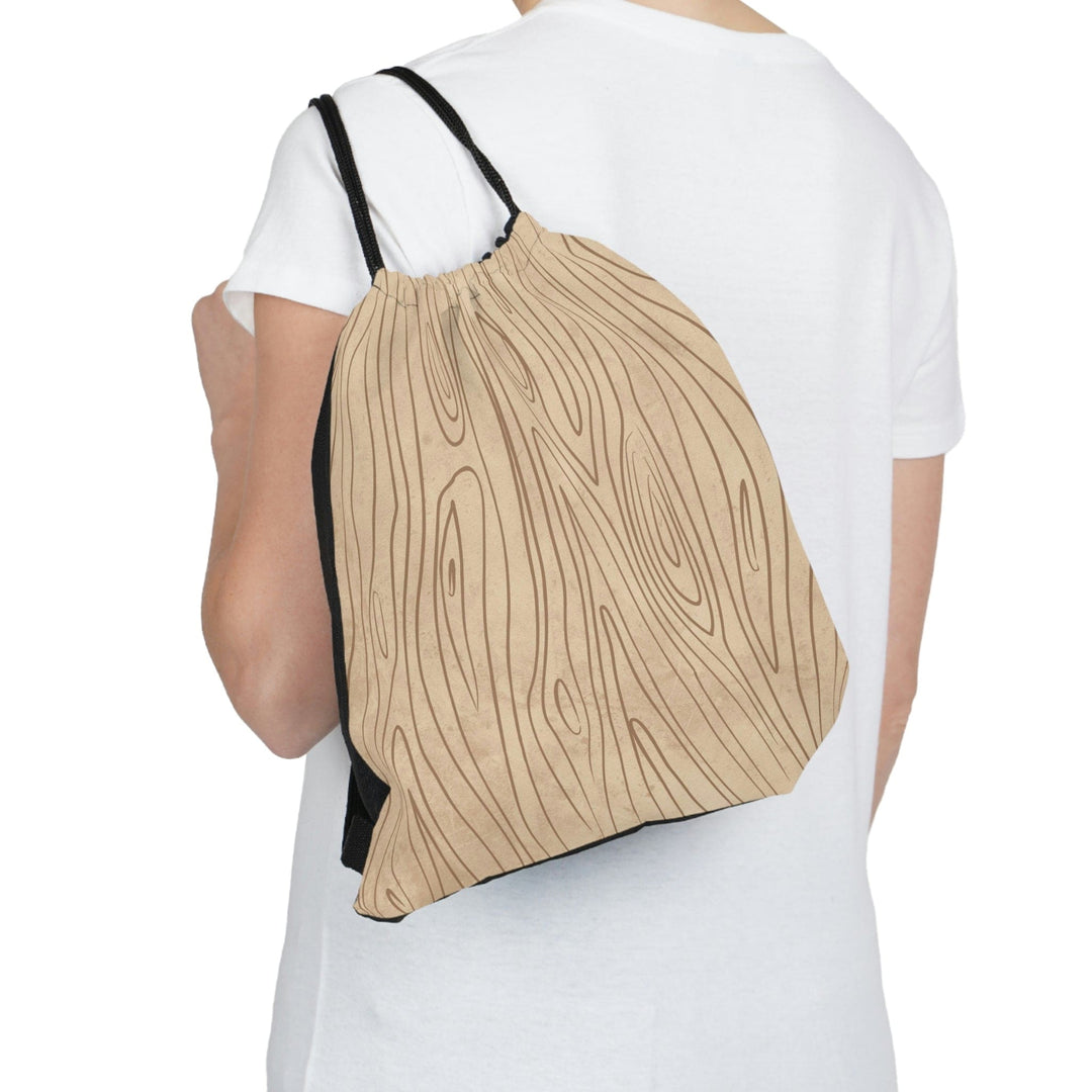 Drawstring Bag Beige and Brown Tree Sketch Line Art - Bags | Drawstring