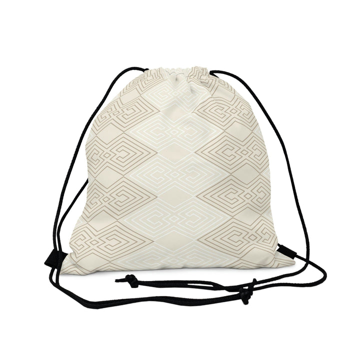 Drawstring Bag Beige and White Tribal Geometric Aztec Print - Bags | Drawstring