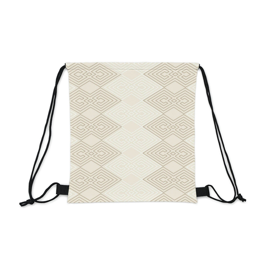 Drawstring Bag Beige and White Tribal Geometric Aztec Print - Bags | Drawstring