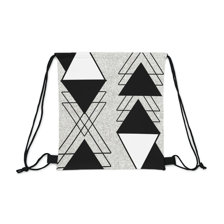 Drawstring Bag Black and White Ash Grey Triangular Colorblock - Bags