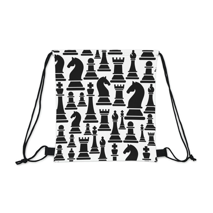 Drawstring Bag Black and White Chess Print - Bags | Drawstring