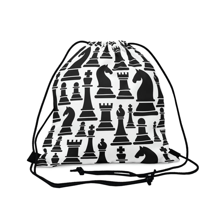 Drawstring Bag Black and White Chess Print - Bags | Drawstring