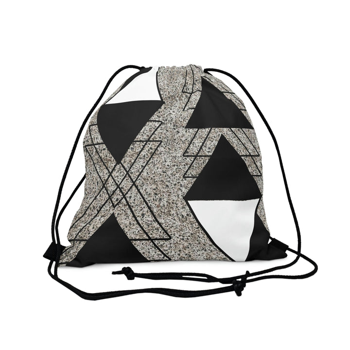 Drawstring Bag Black and White Triangular Colorblock - Bags | Drawstring