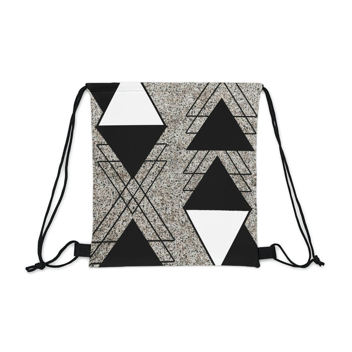 Drawstring Bag Black and White Triangular Colorblock - Bags | Drawstring