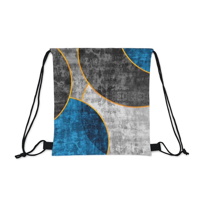 Drawstring Bag Black Blue Grey Circular Geometric Print - Bags | Backpacks