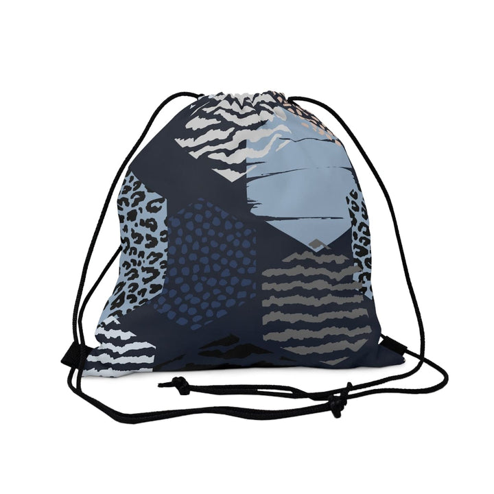 Drawstring Bag Blue Grey White Hexagon Print - Bags | Backpacks