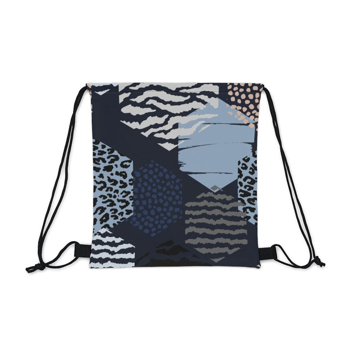 Drawstring Bag Blue Grey White Hexagon Print - Bags | Backpacks