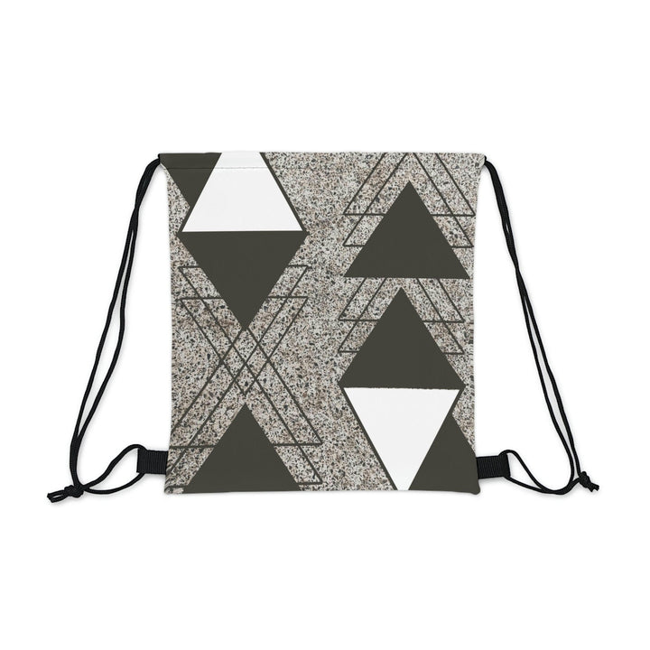 Drawstring Bag Brown and White Triangular Colorblock - Bags | Drawstring