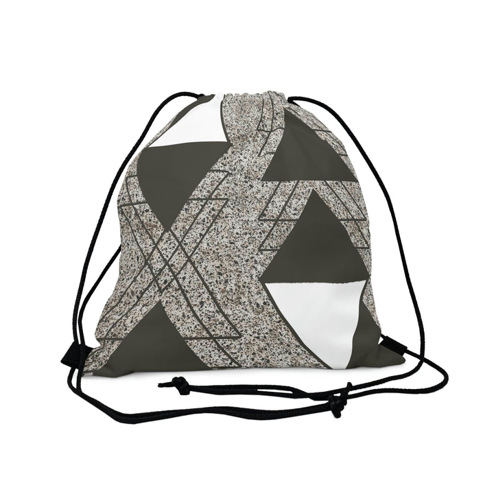 Drawstring Bag Brown and White Triangular Colorblock - Bags | Drawstring