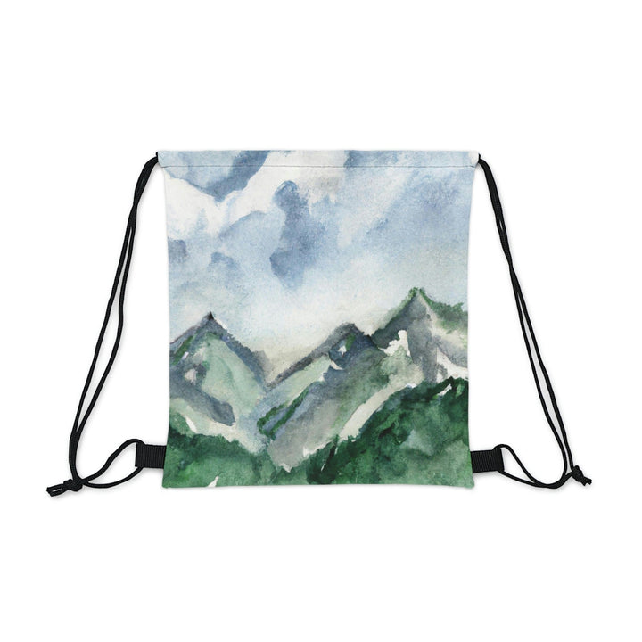 Drawstring Bag Green Mountainside Nature Landscape Blue Sky Print - Bags