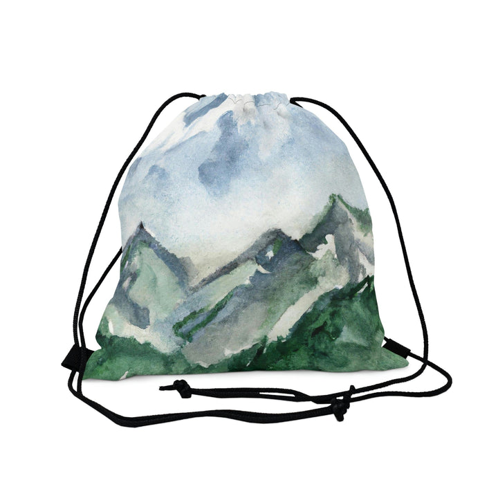 Drawstring Bag Green Mountainside Nature Landscape Blue Sky Print - Bags