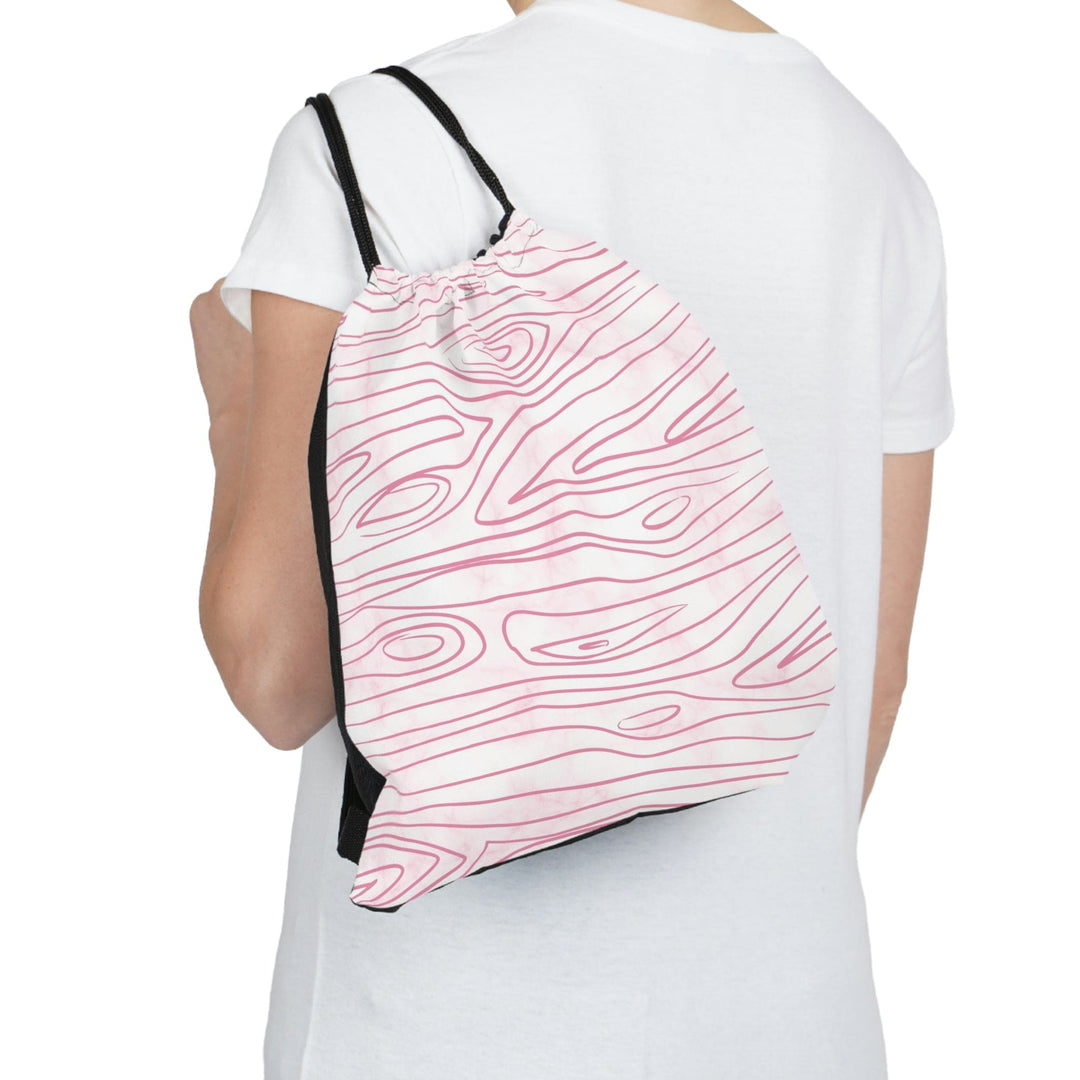 Drawstring Bag Pink Line Art Sketch Print - Bags | Drawstring