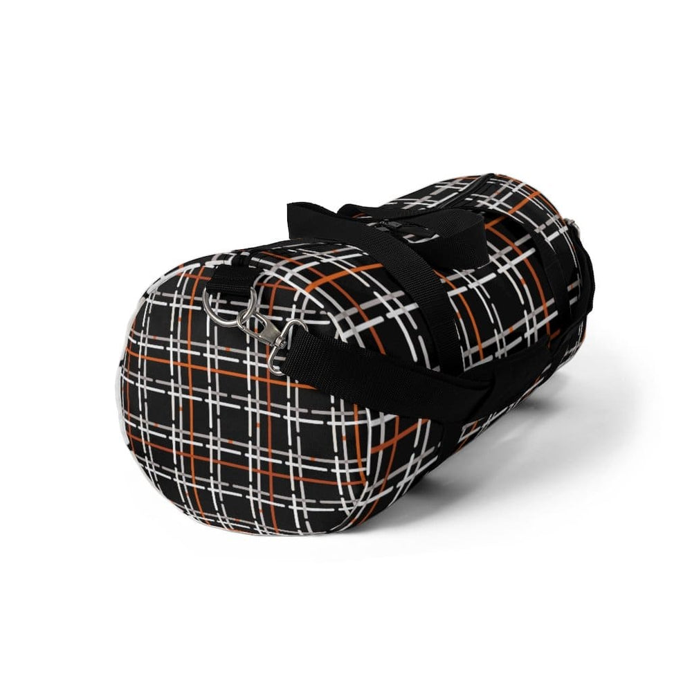 Duffel Bag - Carry on Luggage - Black and Orange Plaid - Bags | Duffel Bags