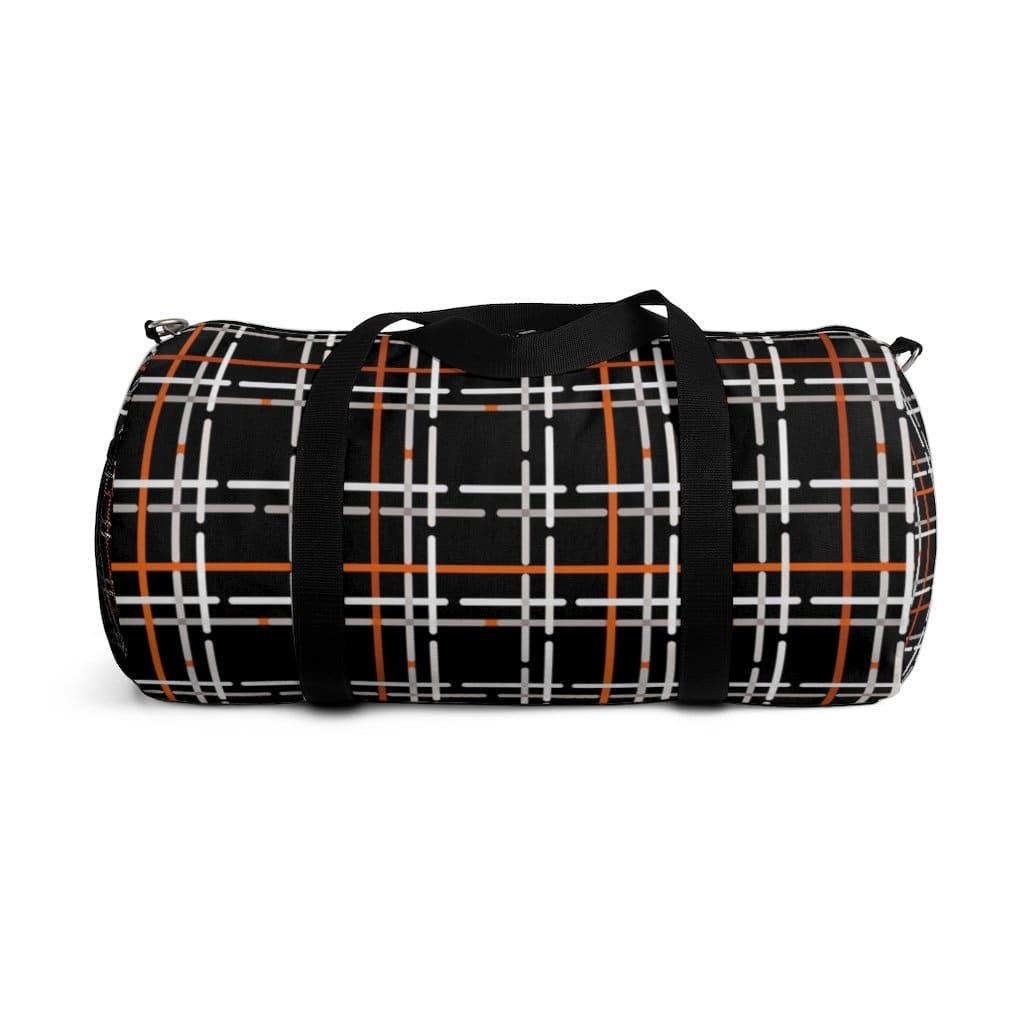 Duffel Bag Carry on Luggage Black and Orange Plaid - Bags | Duffel Bags