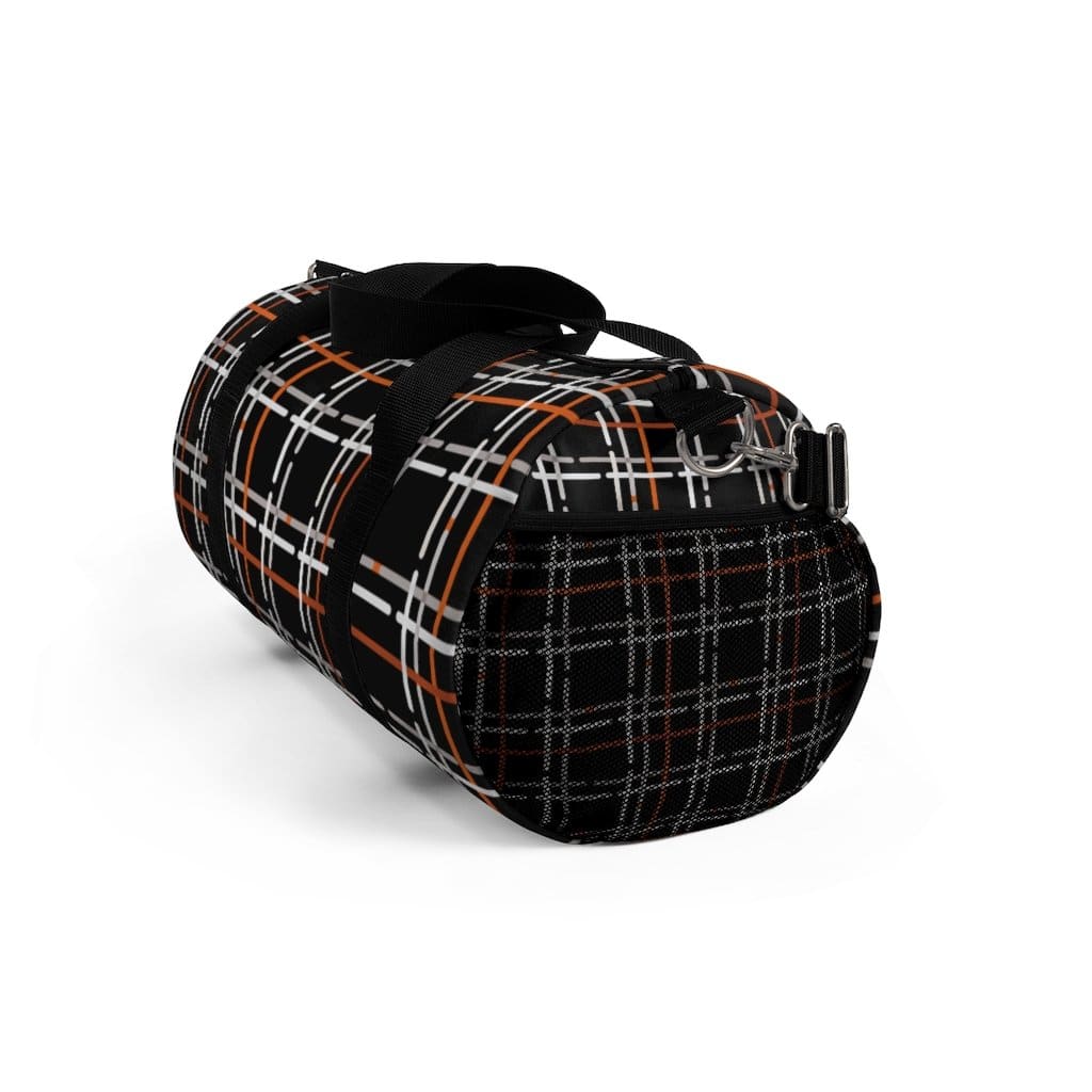 Duffel Bag Carry on Luggage Black and Orange Plaid - Bags | Duffel Bags