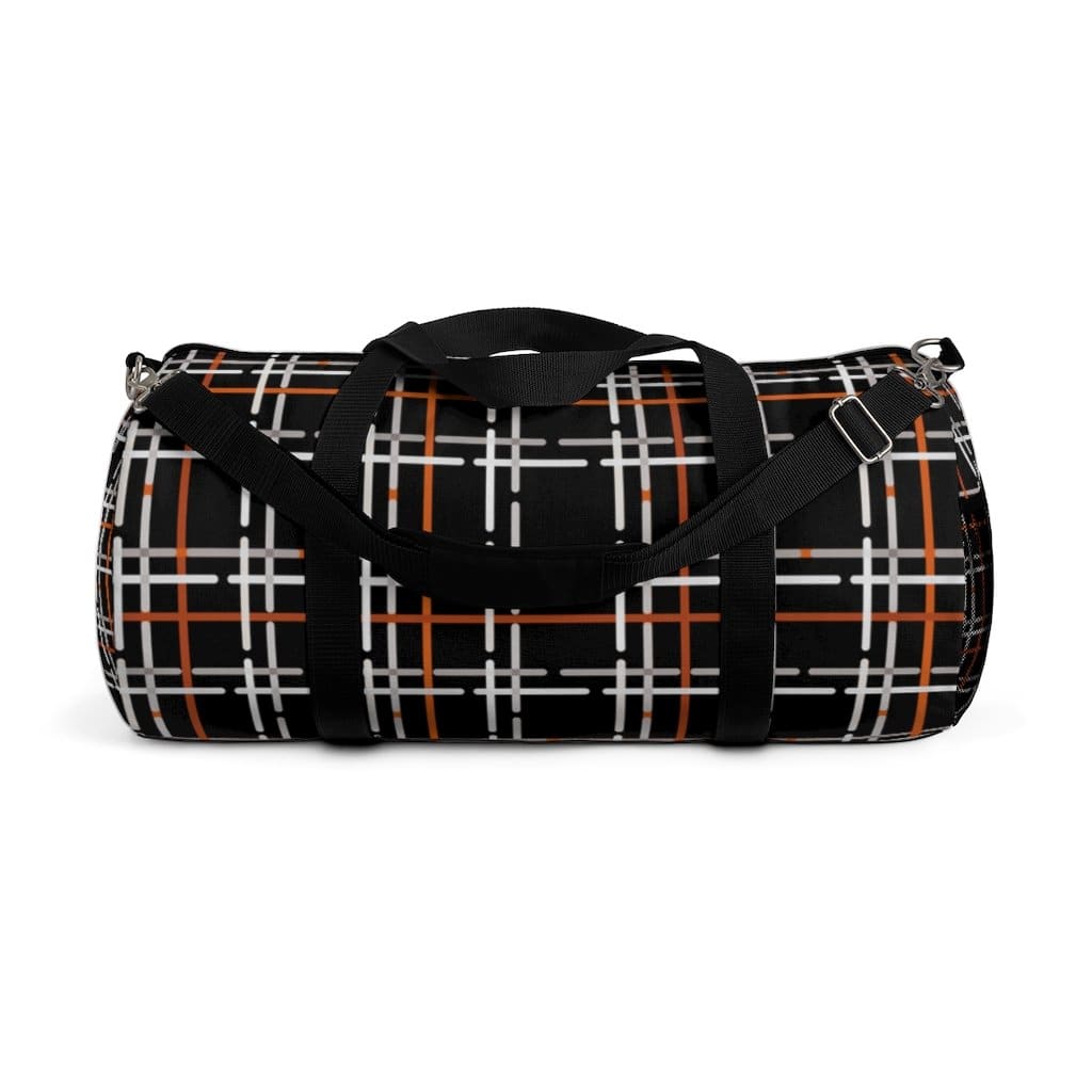 Duffel Bag Carry on Luggage Black and Orange Plaid - Bags | Duffel Bags