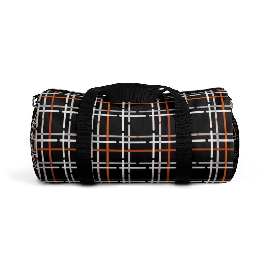 Duffel Bag Carry on Luggage Black and Orange Plaid - Bags | Duffel Bags