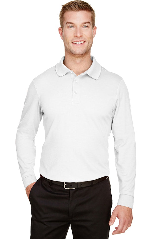 Devon & Jones CrownLux Performance Men's Plaited Long Sleeve Polo | Embroidery