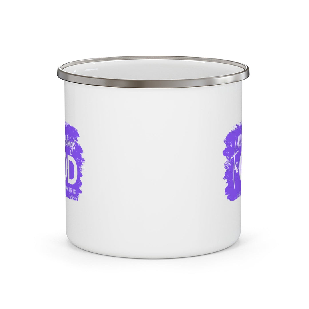 Enamel Camping Mug All Glory Belongs to God Christian Illustration Lavender