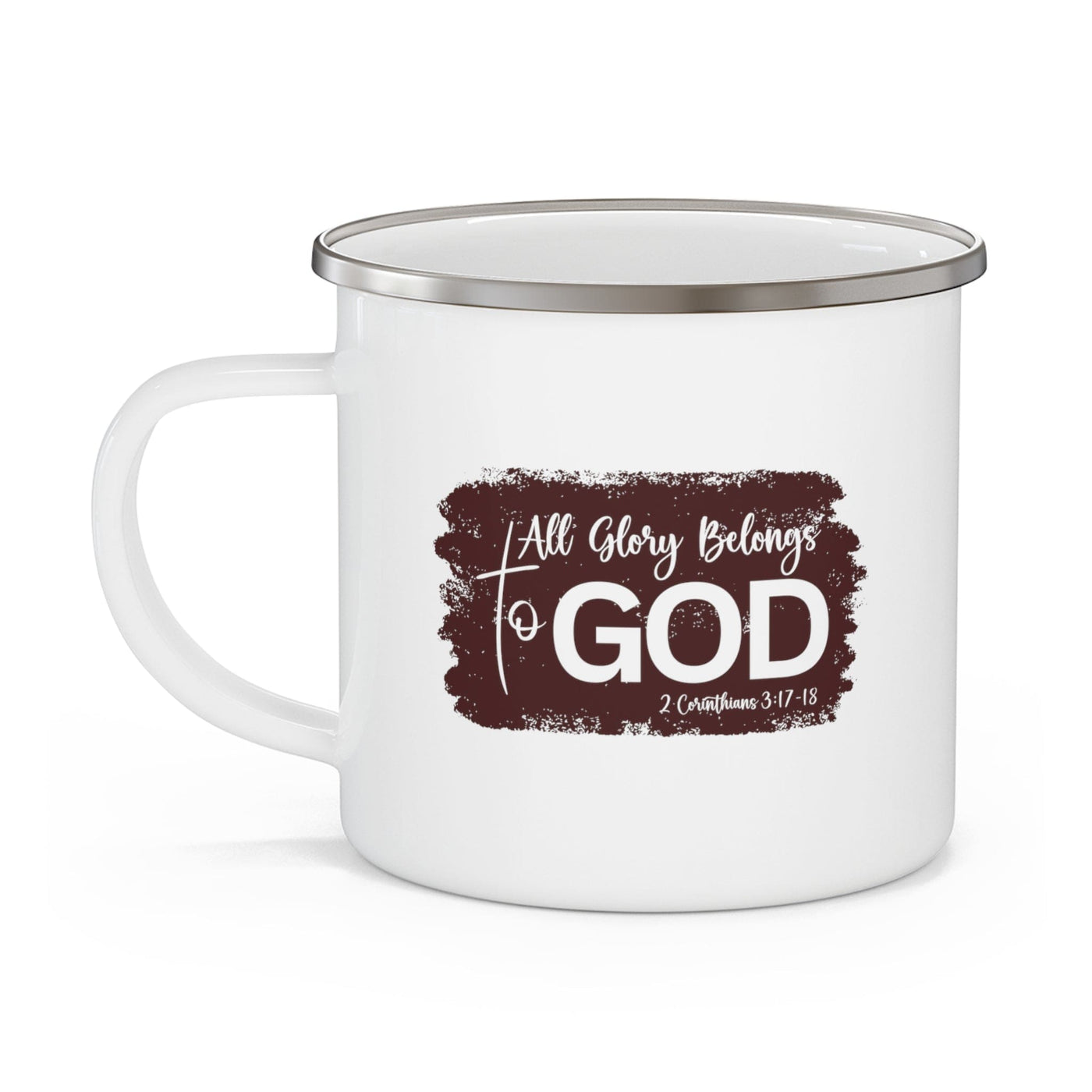 Enamel Camping Mug All Glory Belongs To God Christian Illustration Maroon - Mug
