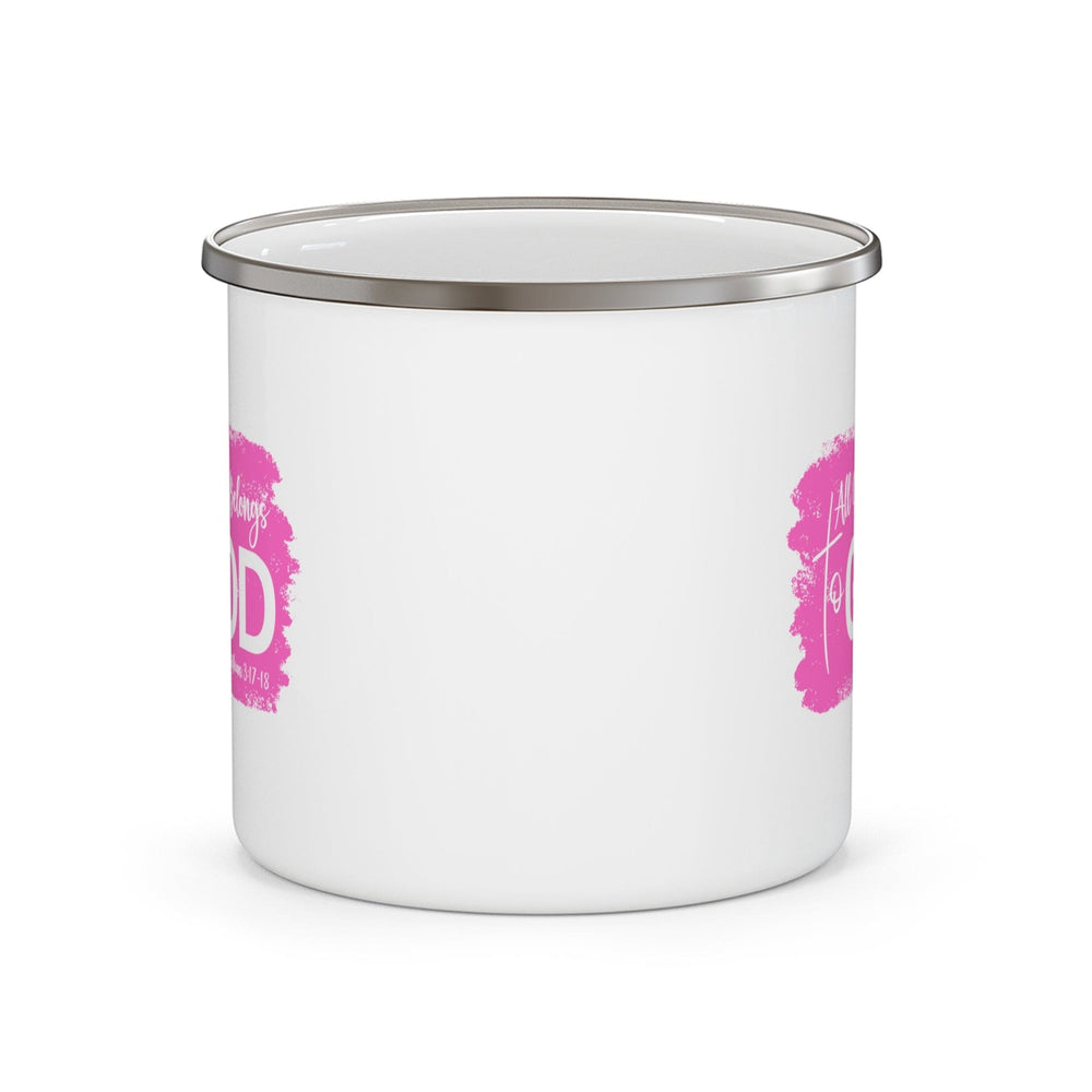 Enamel Camping Mug All Glory Belongs to God Christian Illustration Pink