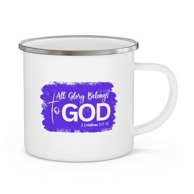 Enamel Camping Mug All Glory Belongs To God Christian Illustration Purple - Mug