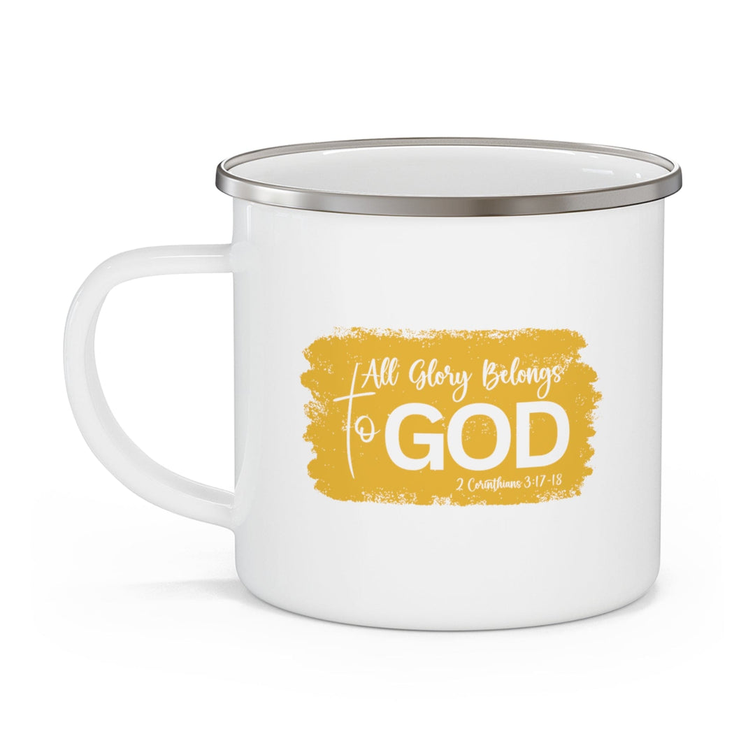 Enamel Camping Mug All Glory Belongs to God Golden Yellow - Decorative | Enamel