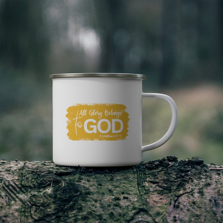 Enamel Camping Mug All Glory Belongs to God Golden Yellow - Decorative | Enamel