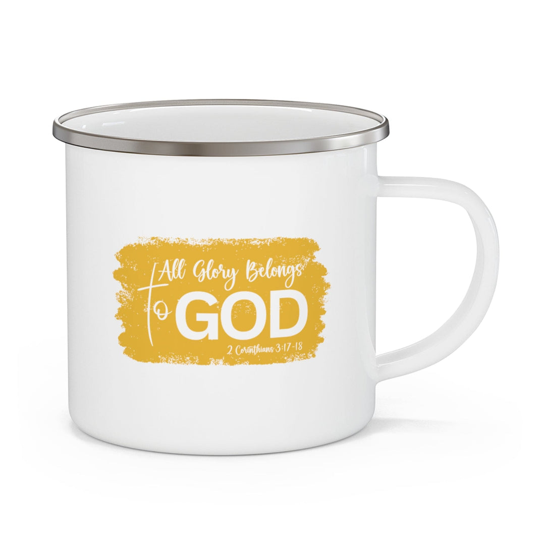 Enamel Camping Mug All Glory Belongs to God Golden Yellow - Decorative | Enamel