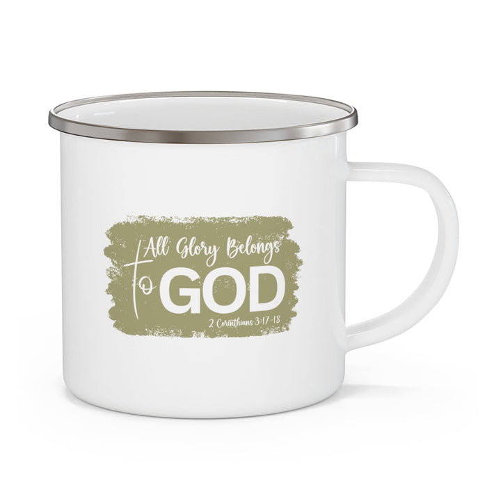 Enamel Camping Mug All Glory Belongs to God Olive Green - Decorative | Enamel