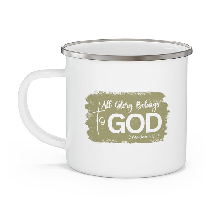 Enamel Camping Mug All Glory Belongs to God Olive Green - Decorative | Enamel