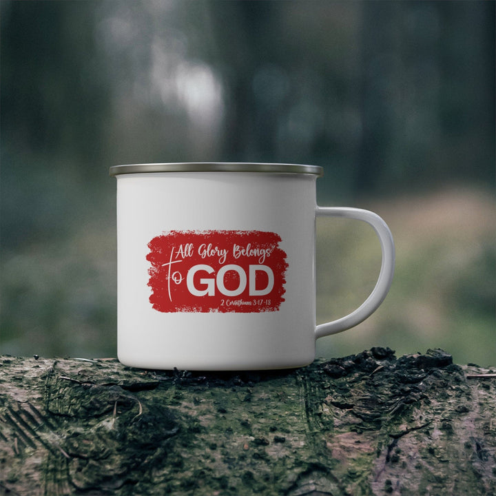 Enamel Camping Mug All Glory Belongs to God Red - Decorative | Enamel Mugs