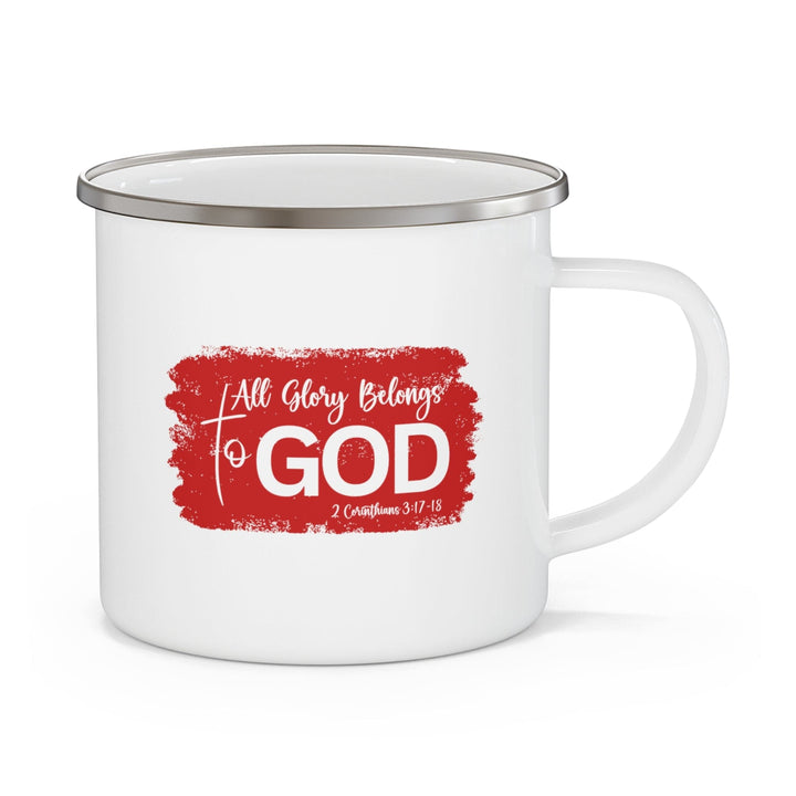 Enamel Camping Mug All Glory Belongs to God Red - Decorative | Enamel Mugs