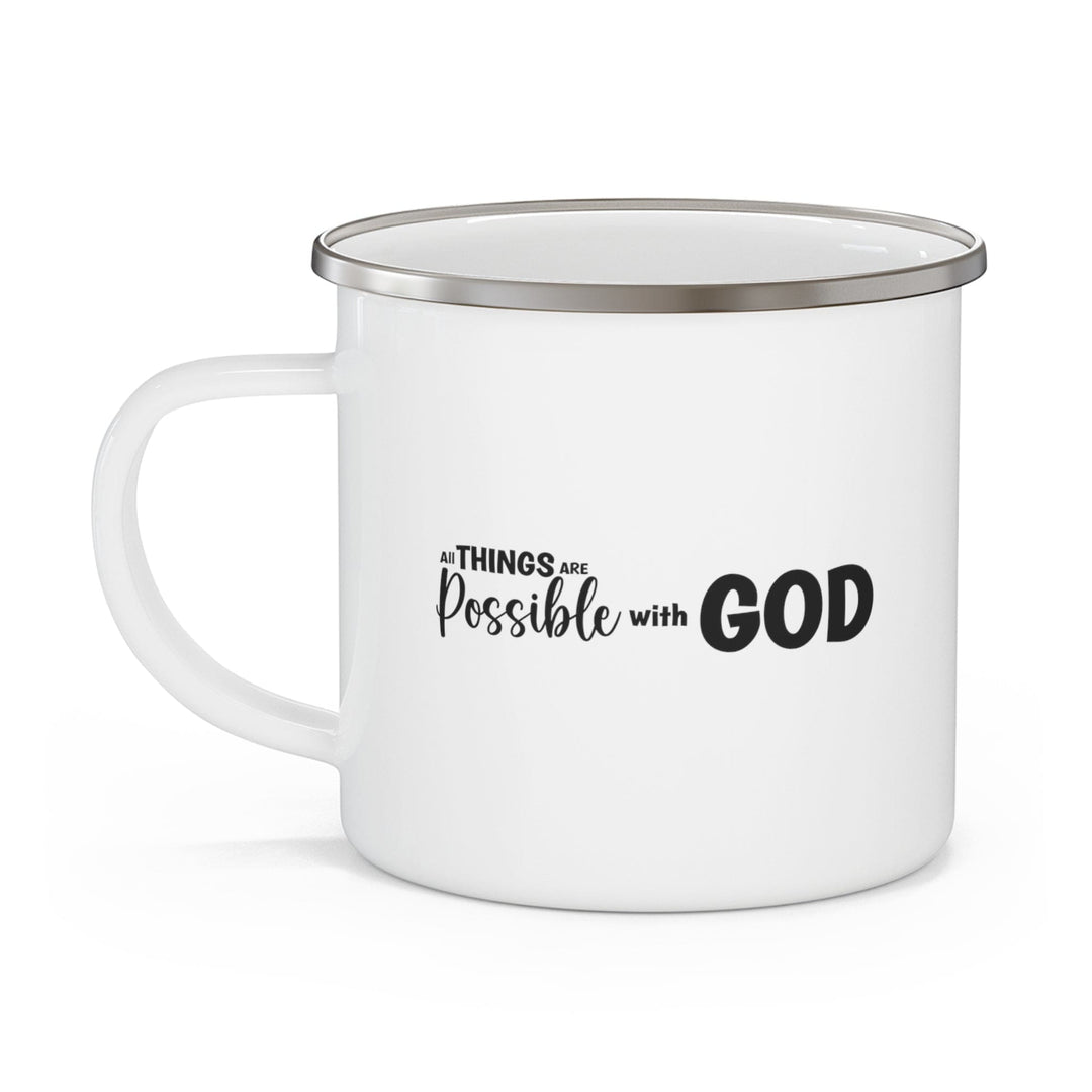 Enamel Camping Mug All Things are Possible with God - Black - Decorative