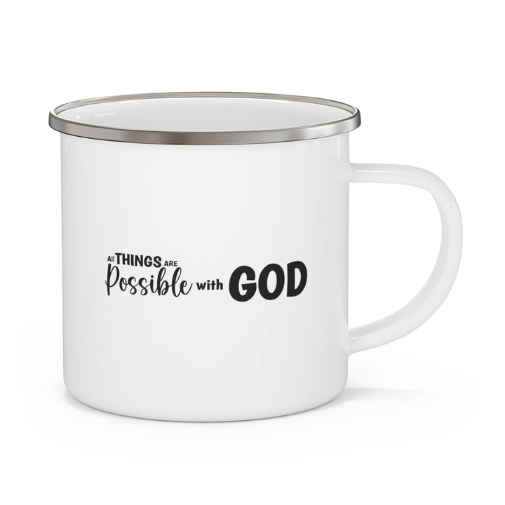 Enamel Camping Mug All Things are Possible with God - Black - Decorative